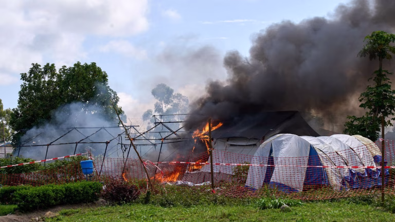 Ebola Hospital Tents On Fire in DR Congo